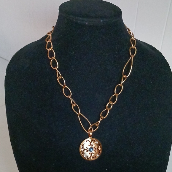 Brighton Reversable Gold Pendant On Chain Necklace.
